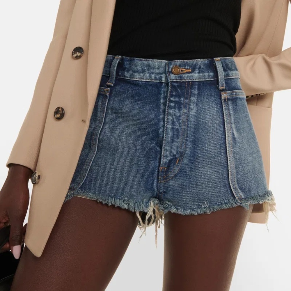 Saint Laurent frayed denim mini shorts